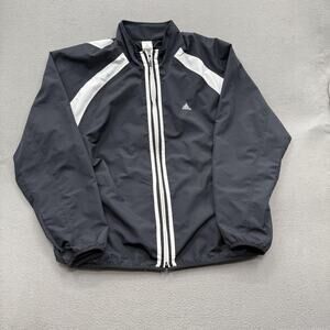 Adidas Track Jacket Mens XL Black White 3-Stripes Full Zip Colorblock Athletic